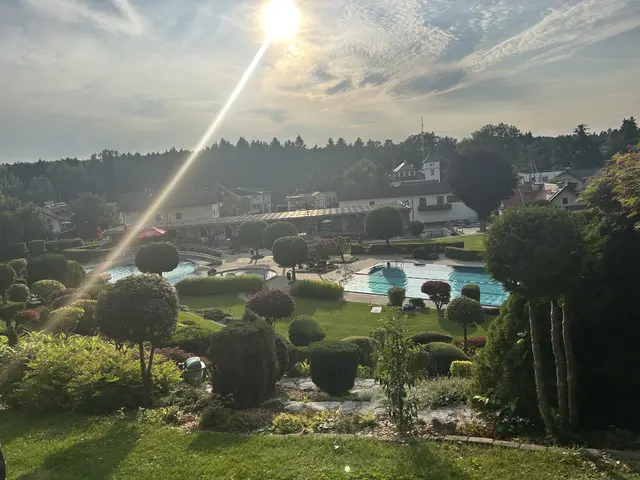 Blick von der Liegewiese zu den Becken. | Foto: Elisabeth Schweighofer