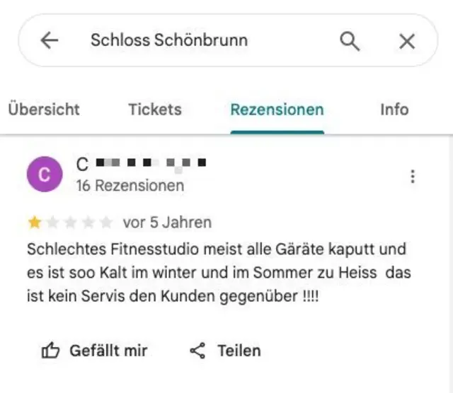 Das Workout ist im Schloss so natürlich kaum möglich. | Foto: Screenshot Google Maps
