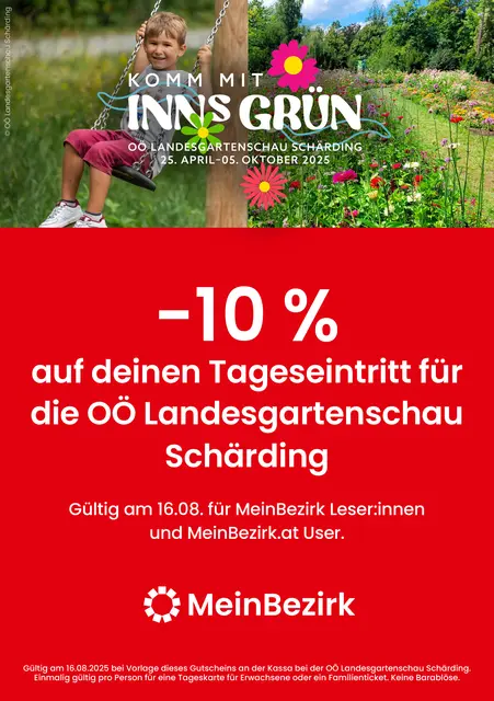 Mit dem MeinBezirk-Kupon spart man 10 % beim Tageseintritt zur Landesgartenschau. | Foto: MeinBezirk Oberösterreich