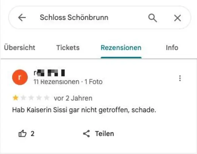 Weder Sissi war zu Hause ... | Foto: Screenshot Google Maps