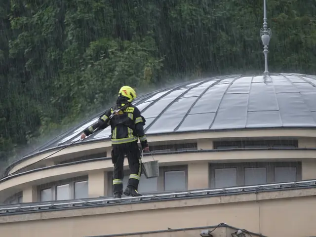 Feuerwehreinsatz am Dach vom Casino Baden. | Foto: Freiwillige Feuerwehr Baden-Stadt/www.ffbs.at