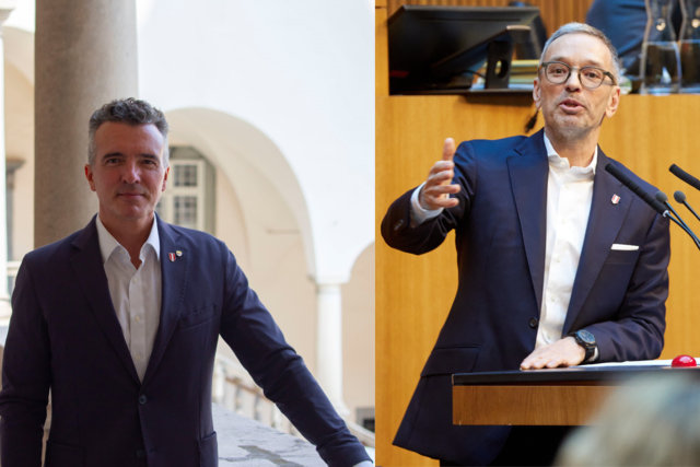 FPÖ-Nationalrat Gernot Darmann kann sich nicht erklären, wie es dazu kommt, dass Herbert Kickl nach Kärnten zurückkehren soll.  | Foto: Fotocollage: FPÖ Kärnten/ Parlamentsdirektion/ Thomas Topf/MeinBezirk