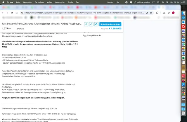 Die Anzeige auf Willhaben wurde bereits wieder offline genommen. | Foto: Screenshot Willhaben