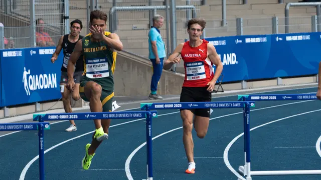 Niklas Strohmayer-Dangl (Laufteam Burgenland Eisenstadt) durchbricht bei den FISU World University Games erstmals die 50-Sekunden-Schallmauer.  | Foto: Unisport Austria