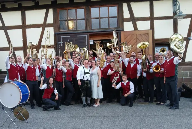Der MV Traboch reiste anlässlich des 70-jährigen Bestehens des MV Löwenstein nach Baden-Württemberg - Höhepunkt war die Hochzeit zweier Musiker (Löwenstein und Traboch). | Foto: MV Traboch
