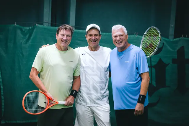Beim Pro-Am: Andi Herzog (li.) und Toni Polster (re.) mit Turnierdirektor Alex Antonitsch. | Foto: Mia Knoll