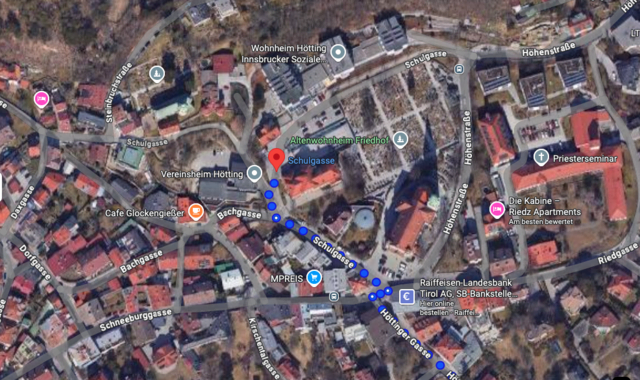 Ein Zivilist lieh einem Polizisten in Innsbruck sein Fahrrad, damit dieser einen 24-Jährigen Suchtmittelverkäufer auf seiner Flucht verfolgen und somit festnehmen konnte. | Foto: Google Maps / MeinBezirk Tirol
