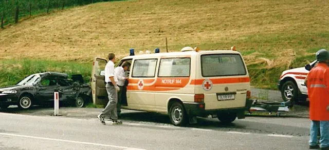 So sah der Rettungswagen vor 25 Jahren aus. | Foto: Rotes Kreuz Deutschlandsberg