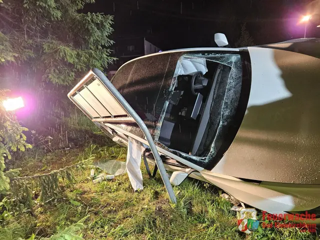 Der 17-jährige Lenker kam in einer Linkskurve von der Straße ab. | Foto: FF Bad Kleinkirchheim