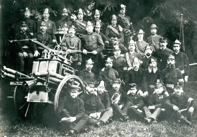 Ein historisches Gruppenbild aus dem Gründungsjahr der FF Leoben-Göss 1875. | Foto: FF Leoben-Göss