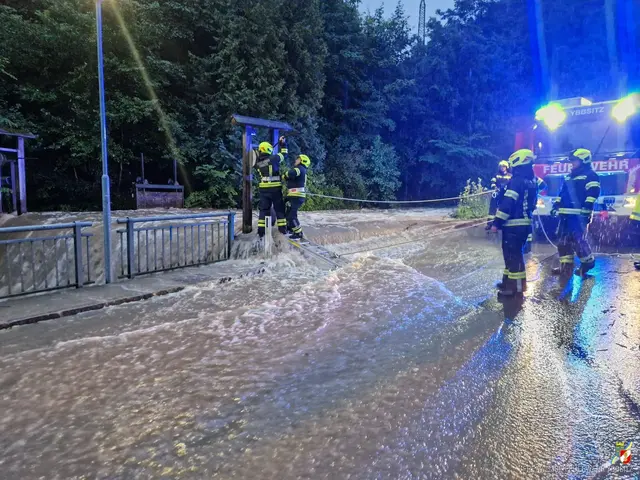 Ybbsitz: Um 05 Uhr Früh war im Bereich Noth die Landesstraße überschwemmt, um 05:30 Uhr wurde Sirenenalarm ausgelöst, um die Ybbsitzer Bevölkerung auf die stark ansteigenden Pegelstände aufmerksam zu machen.  | Foto: BFKDO/FF Ybbsitz