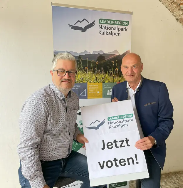 Geschäftsführer Felix Fößleitner und Obmann der Leader-Region Nationalpark Oö. Kalkalpen, Landesrat Bgm. Christian Dörfel, rufen dazu auf, die Petition zu unterstützen und Projekte einzubringen.
| Foto: K. Baumgartner