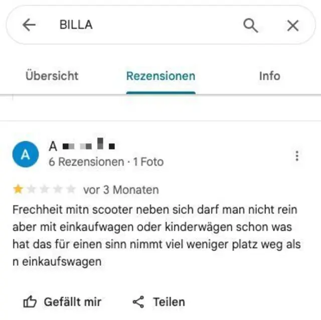 Scooter müssen draußen bleiben. Aber Kinderwägen dürfen rein? Frech! | Foto: Screenshot Google Maps