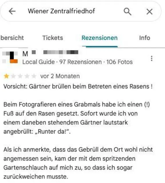 Das Betreten der Rasenflächen sollte man tunlichst unterlassen. | Foto: Screenshot Google Maps