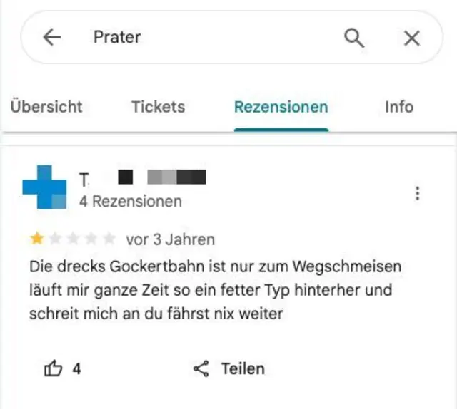 Niemand mag Bremser. Auch nicht auf der "Gockertbahn". | Foto: Screenshot Google