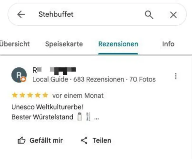Das "Stehbuffet" sollte besonders schützenswert sein. | Foto: Screenshot Google Maps