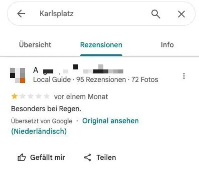 ...vor allem bei Schlechtwetter. | Foto: Screenshot Google Maps