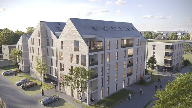 So sollen die Wohnbauten im Quartier Lokalbahnhof einmal aussehen. Die Fertigstellung ist für 2028 geplant. | Foto: Stadt Wels