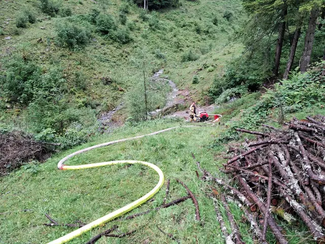 Beim Eintreffen der ersten Einsatzkräfte war die Almhütte glücklicherweise nicht wie vermutet in Vollbrand. | Foto: Freiwillige Feuerwehr Faistenau