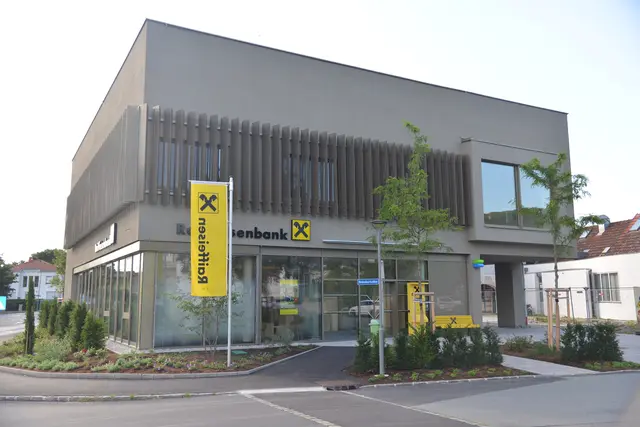 So sieht die neue Bankfiliale der Raiffeisenbank in Bad Sauerbrunn aus. | Foto: Raiffeisenbank Burgenland