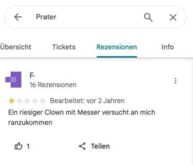 Wir hoffen, dass sich diese Szene in der Geisterbahn abgespielt hat. | Foto: Screenshot Google