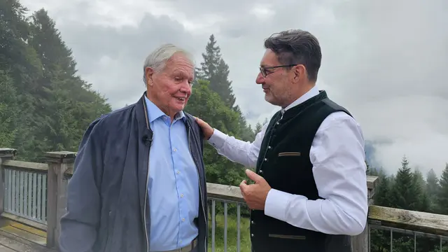 Foto: Flugliniengründer Rolf Seewald ist als Zeitzeuge zu Gast in der 374. Fernsehgondelfolge bei Andreas Seeburger am Muttersberg.