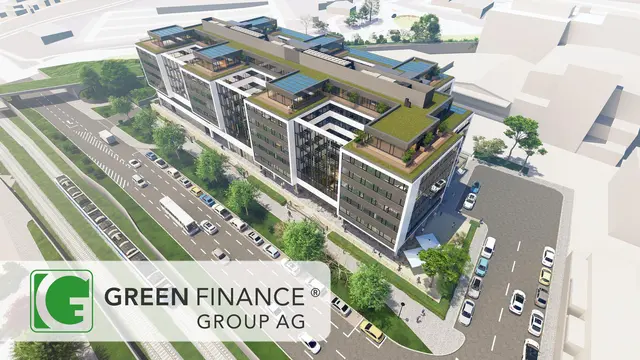 Dieser Gebäudekomplex soll in der Leberstraße 122 entstehen. (Rendering) | Foto: Green Finance Group AG