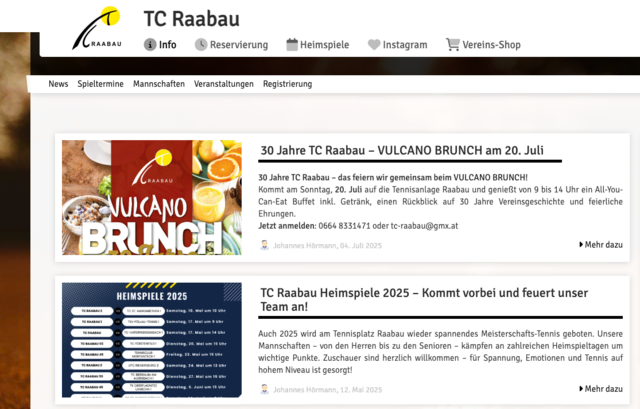 Der TC Raabau ist im World Wide Web unter www.raabau.tennisplatz.info zu finden | Foto: Screenshot