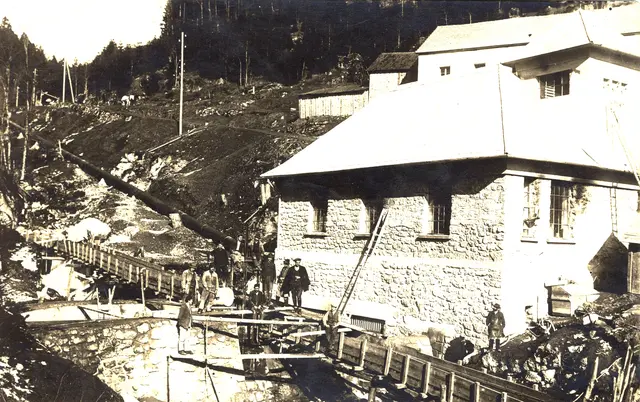 Bau des E-Werks Kaltental 1924/1925 | Foto: Topothek Dorfstetten
