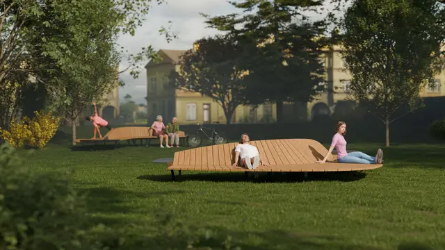 "Flügel" heißt das neue Sitzmöbel, das ab August den Linzer Pfarrplatz ziert. | Foto: Kunstuniversität Linz