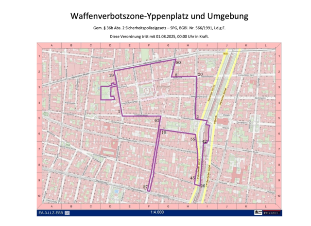 In diesem Bereich gilt die neue Waffenverbotszone. | Foto: LPD Wien