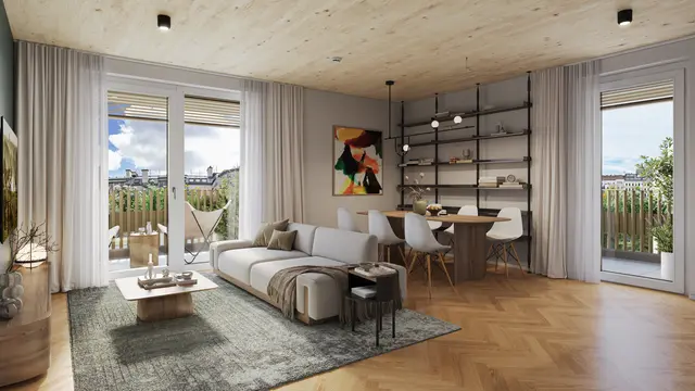So soll eine der Wohnungen im "LeopoldQuartier" nach Fertigstellung aussehen. | Foto: Squarebytes