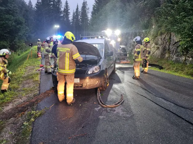 Die Feuerwehr konnte das verunfallte Fahrzeug aus dem Waldgebiet bergen. | Foto: ZOOM.Tirol