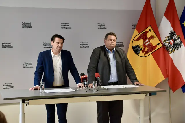 Bei einer Pressekonferenz präsentierten der gf. Landesparteiobmann Christoph Zarits und Klubobmann Bernd Strobl erneut den Aktionsplan der ÖVP.  | Foto: Stefan Schneider
