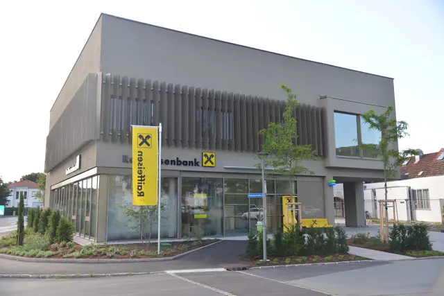 So sieht die neue Bankfiliale der Raiffeisenbank in Bad Sauerbrunn aus. | Foto: Raiffeisenbank Burgenland