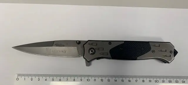 In der Favoritenstraße soll ein Mann mit diesem Klappmesser bedroht worden sein. Nur zwei Stunden zuvor sollen sich ähnliche Szenen am Hauptbahnhof abgespielt haben. | Foto: LPD Wien