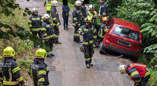 Feuerwehreinsatz auf einem Güterweg in der Nähe der Ruine Ruttenstein in Pierbach. | Foto: FF Schönau im Mühlkreis