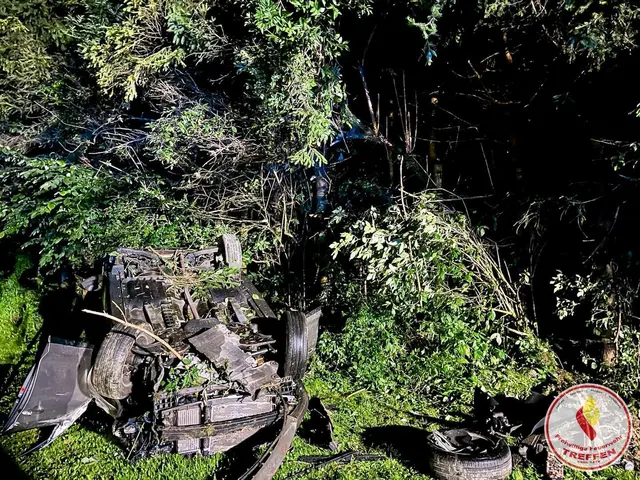 Das Fahrzeug kam von der Straße ab und blieb neben der Straße liegen. | Foto: Freiwillige Feuerwehr Treffen