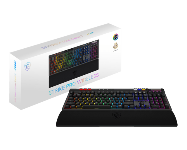 Die neue Gaming-Tastatur MSI Strike Pro Wireless verspricht Spielerinnen und Spielern eine lange Akku-Laufzeit und zahlreiche weitere Features. | Foto: MSI