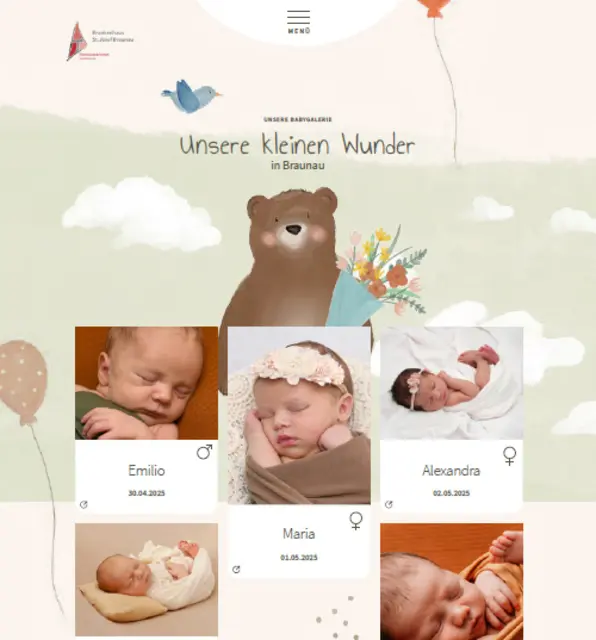 Krankenhaus Braunau: Babygalerie auf Website im neuen Design - Braunau