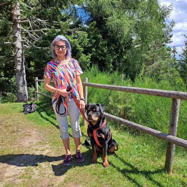 Gabriela Bone-Geyer, Dogwatcherin in Mödling und Brunn von Beruf, mit ihrem Rottweiler in der Steiermark, wo es keine Maulkorbpflicht und keine so genannten "Listenhunde" gibt. Die Hundehalter müssen hingegen ihre Fachkundigkeit nachweisen (Sachkundenachweis) | Foto: privat