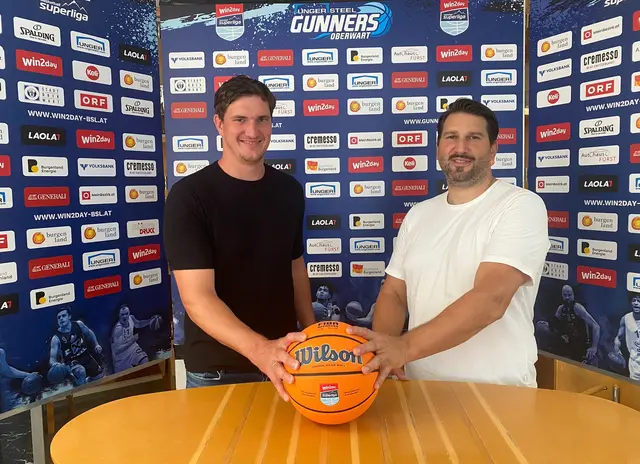 Der neue Blackbirds Obmann Sebastian Koch mit Gunners Sportdirektor Horst Leitner freuen sich über die neue Form der Zusammenarbeit im Basketball. | Foto: Gunners