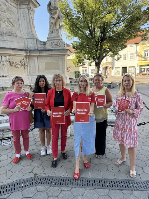 Maria Bratfisch-Samek, Manvinder Gill, Helga Ronge, Patricia Katsulis, Sabine Moustafa, Bernadette Haider-Wittmann (v.l.). | Foto: SPÖ Korneuburg