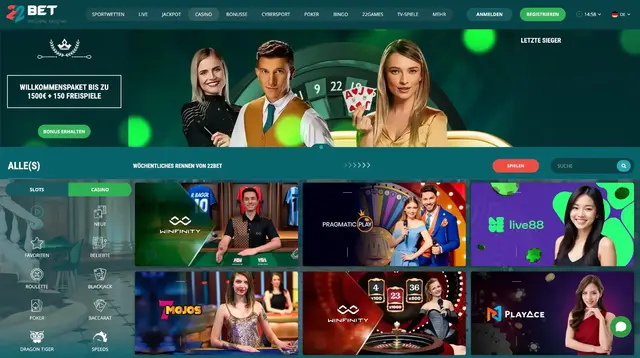 22Bet Online Casino Handyzahlung