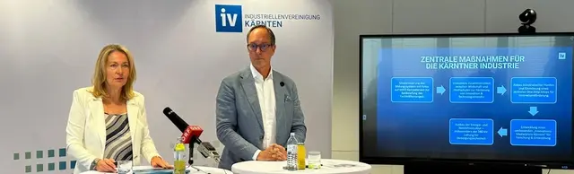 Claudia Mischensky und Timo Springer von der IV Kärnten präsentierten den jüngsten Konjunkturbericht. "Die Einschätzung  | Foto: IV Kärnten