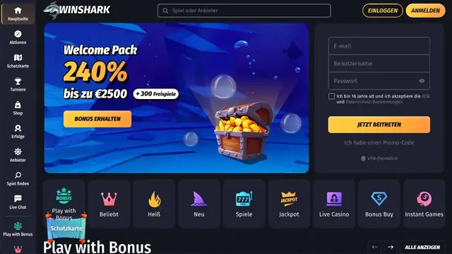 Winshark Casino mit Handyrechnung bezahlen