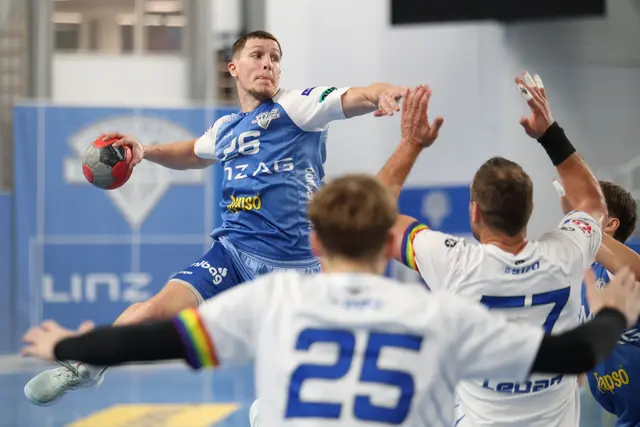 Spielmacher Lucijan Fizuleto geht in sein fünftes Jahr bei den Linzern.  | Foto: HC Linz/Wolfgang Pichler