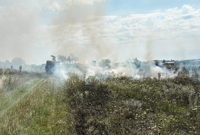 Durch den Einsatz von Hochdruckstrahlrohren und Feuerpatschen war die Gefahr der brennenden Wiese rasch gebannt. | Foto: Feuerwehr Jois