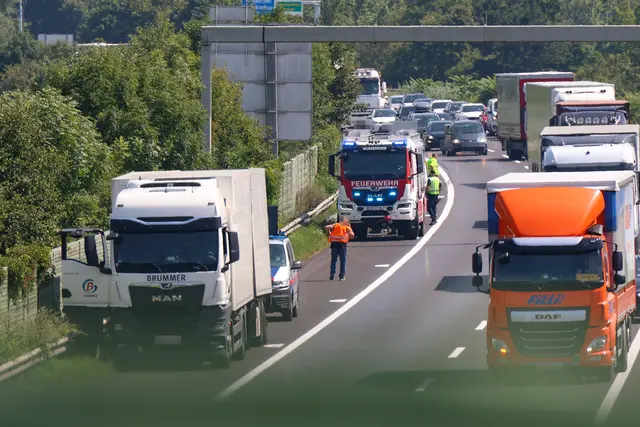 In Marchtrenk fing der Grünstreifen neben der Welser Autobahn Feuer, nachdem der Reifen eines Lkw-Sattelzuges geplatzt war. | Foto: laumat.at