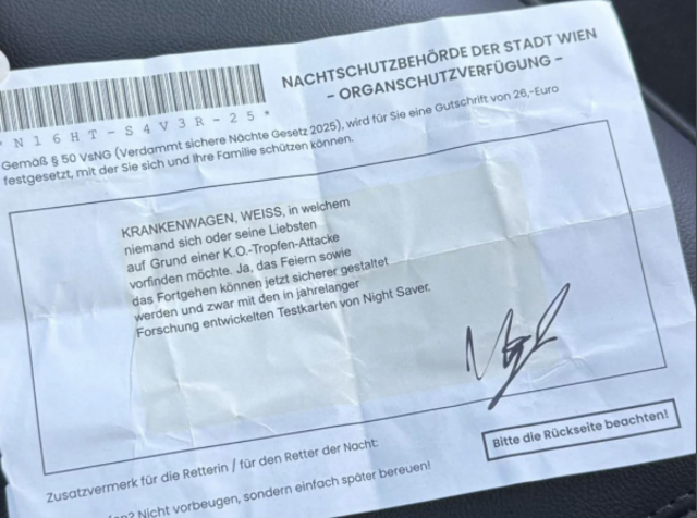 Zu Tausenden verteilt: Ein Nutzer der Social-Media-Plattform Reddit postete ein Foto einer Organschutzverfügung, die auf den ersten Blick den Zetteln der Parkraumüberwachung ähnelt. | Foto: Screenshot External_Ad7123/Reddit